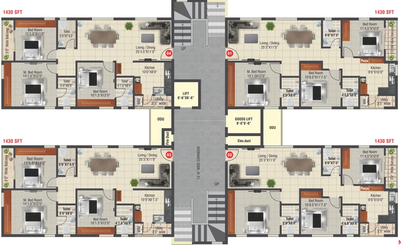 Floor Plan of RNR Fort View Towers in Attapur, Hyderabad - Image 131284