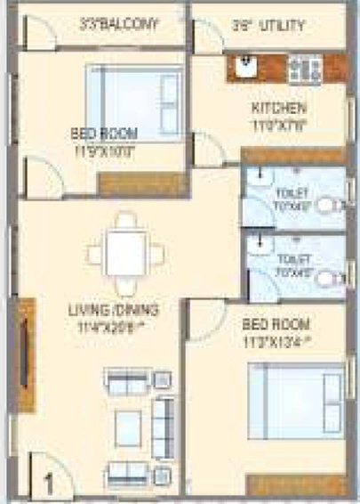 2 BHK Flat in Sanvis Sri Abode in Bachupally, Hyderabad - Image 803398