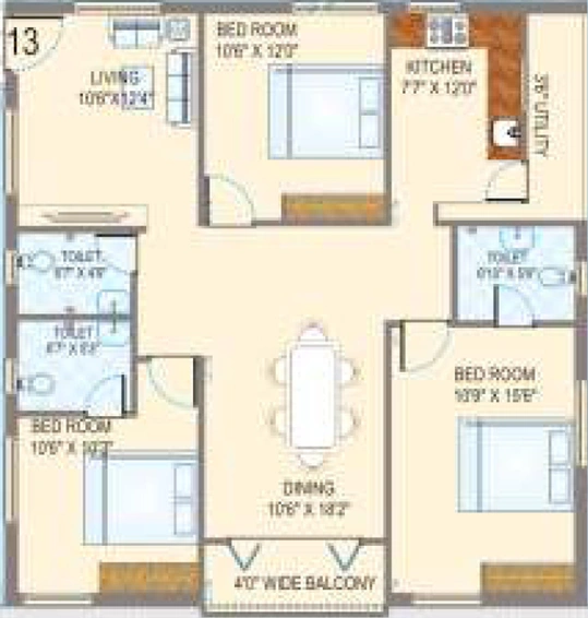 3 BHK Flat in Sanvis Sri Abode in Bachupally, Hyderabad - Image 803399