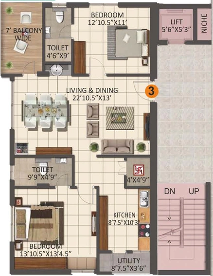 2 BHK Flat in Anuhar 99 Parc in Manikonda, Hyderabad - Image 803401