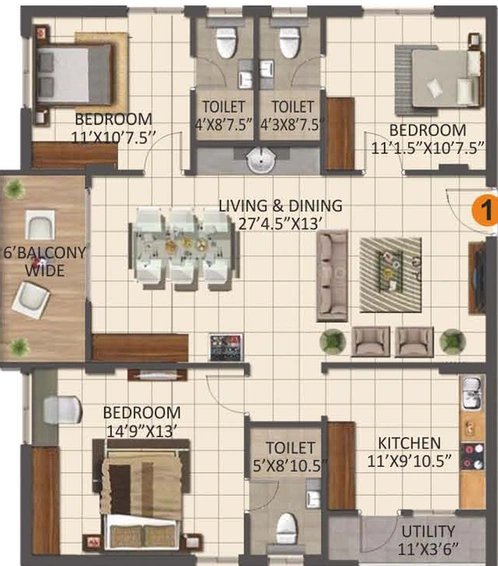 3 BHK Flat in Anuhar 99 Parc in Manikonda, Hyderabad - Image 803402