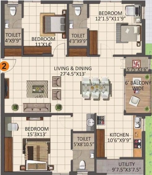 3 BHK Flat in Anuhar 99 Parc in Manikonda, Hyderabad - Image 803403