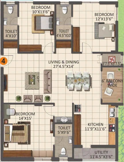 3 BHK Flat in Anuhar 99 Parc in Manikonda, Hyderabad - Image 803404