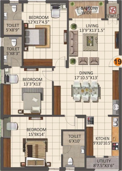 3 BHK Flat in Anuhar 99 Parc in Manikonda, Hyderabad - Image 803406