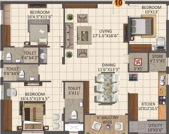 3 BHK Flat in Anuhar 99 Parc in Manikonda, Hyderabad - Image 803408