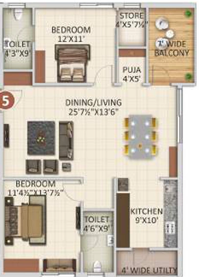 2 BHK Flat in Anuhar Morning Raaga in Manikonda, Hyderabad - Image 803417