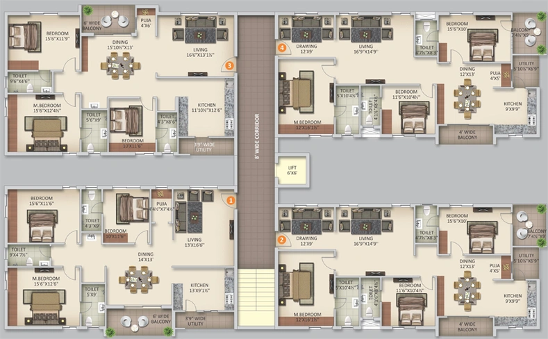 Floor Plan of Anuhar Sunny Side in Manikonda, Hyderabad - Image 131387