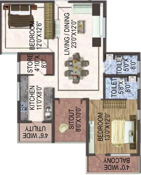 2 BHK Flat in Ark Cloud City Phase 1 in Whitefield, Bangalore - Image 803423