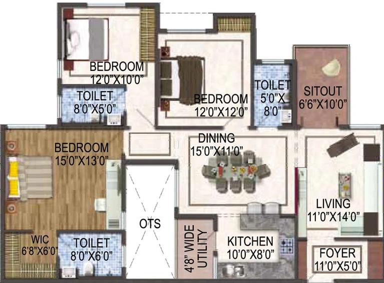 3 BHK Flat in Ark Cloud City Phase 1 in Whitefield, Bangalore - Image 803425