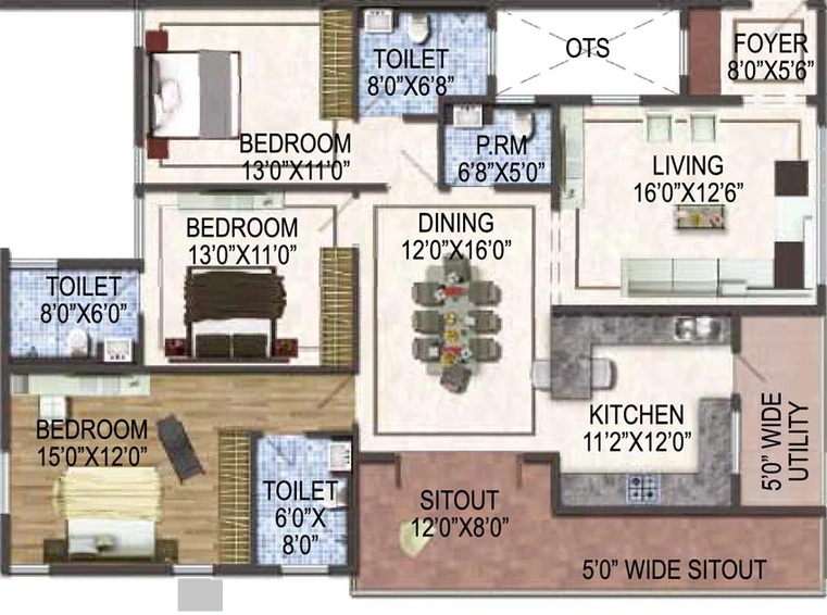 3 BHK Flat in Ark Cloud City Phase 1 in Whitefield, Bangalore - Image 803426