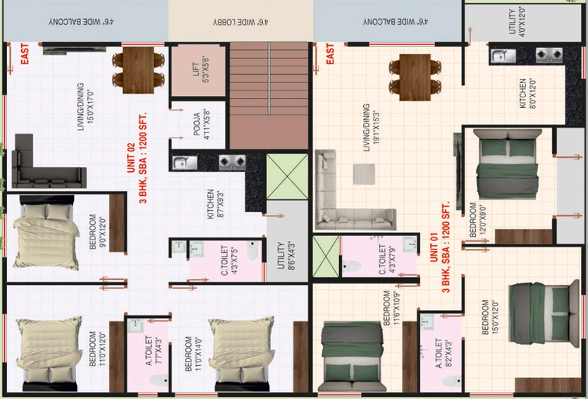 Floor Plan of Vaishnavi Dews in Uttarahalli, Bangalore - Image 131525