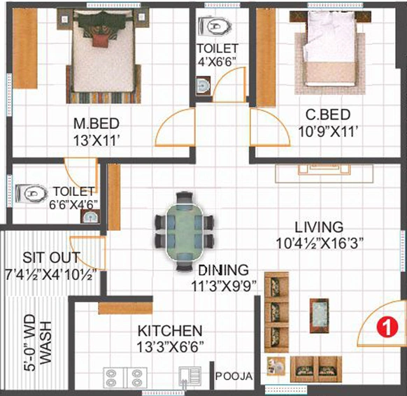 2 BHK Flat in Sri Geethika Avenue in Nizampet, Hyderabad - Image 803473