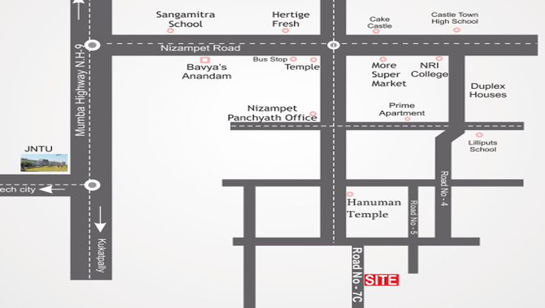 Location of Sri Geethika Avenue in Nizampet, Hyderabad - Image 131532