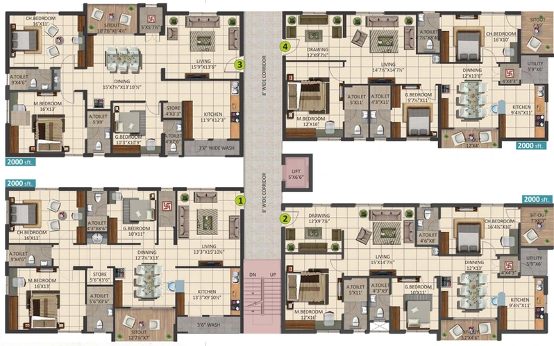 Floor Plan of Anuhars Timbre in Manikonda, Hyderabad - Image 131578
