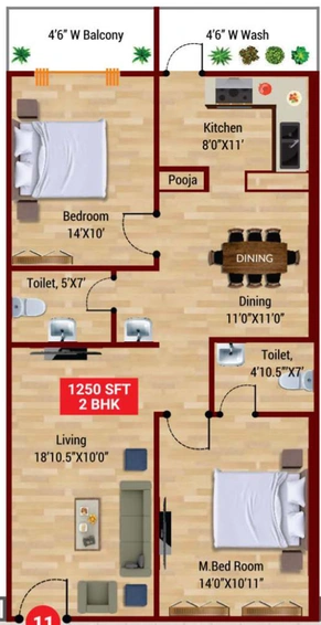 2 BHK Flat in Golden Homes Lake Way in Kompally, Hyderabad - Image 803503