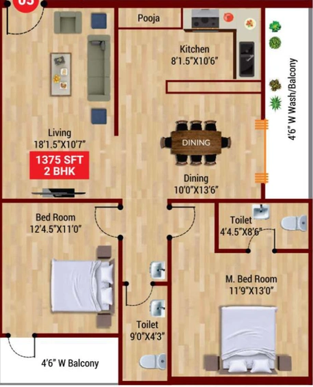 2 BHK Flat in Golden Homes Lake Way in Kompally, Hyderabad - Image 803504
