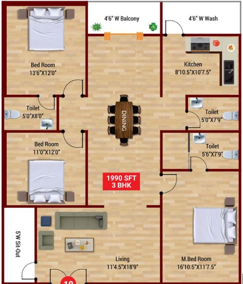 3 BHK Flat in Golden Homes Lake Way in Kompally, Hyderabad - Image 803509