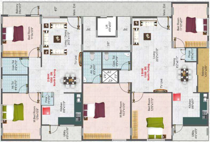 Floor Plan of SV Homes in Uttarahalli, Bangalore - Image 131630