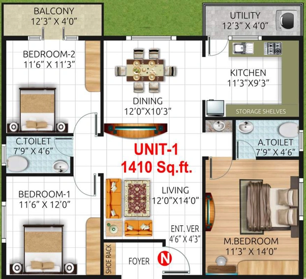 3 BHK Flat in Sri Vara Vivanta in Uttarahalli, Bangalore - Image 803515