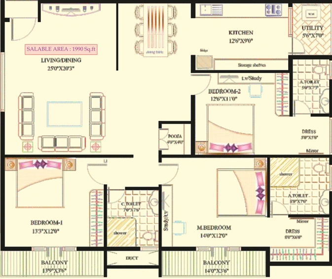 3 BHK Flat in Lak Ven Bless in Uttarahalli, Bangalore - Image 803526