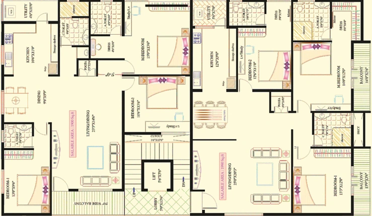 Floor Plan of Lak Ven Bless in Uttarahalli, Bangalore - Image 131668