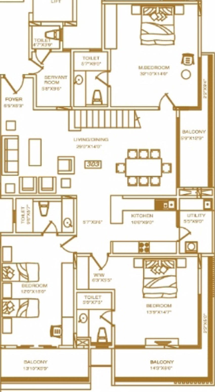 3 BHK Flat in Dhammanagi Zeus in Vasanth Nagar, Bangalore - Image 803531