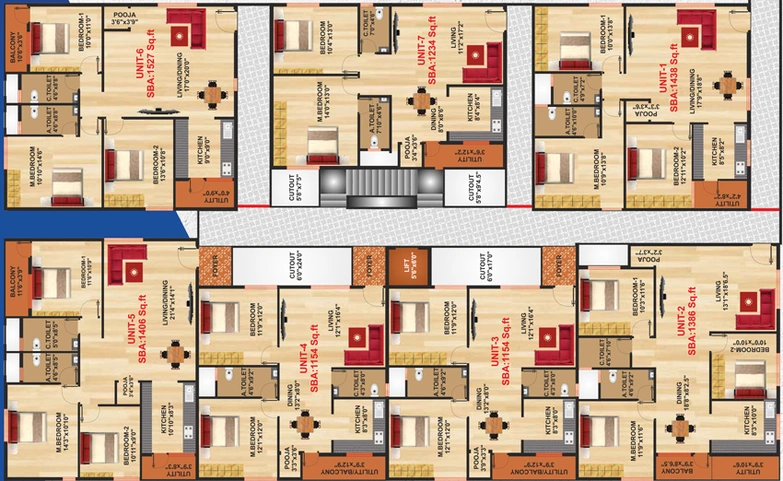 Floor Plan of Sri Sai Shinduja Residency in Uttarahalli, Bangalore - Image 131725