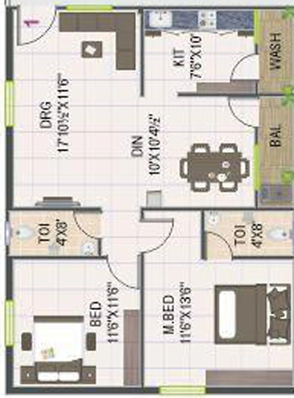 2 BHK Flat in Sri RKs Brundavanam in Patancheru, Hyderabad - Image 803551