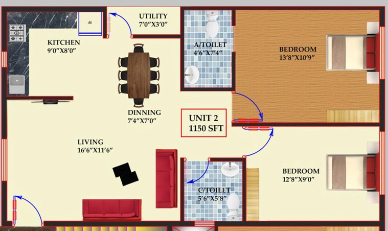 2 BHK Flat in Vallabha Shanmukha Elite in Uttarahalli, Bangalore - Image 803557