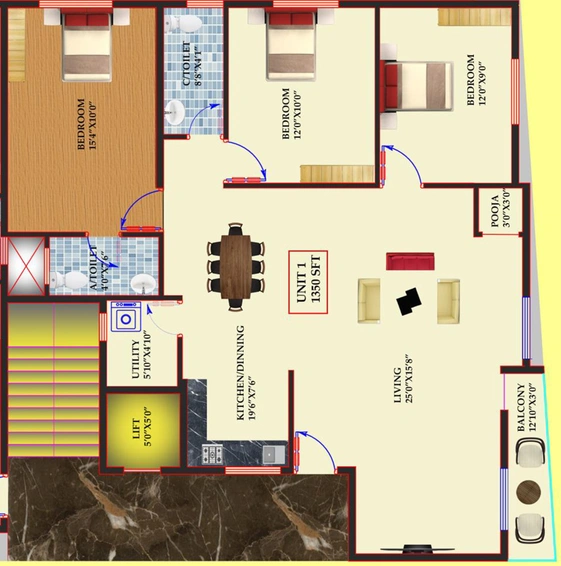 3 BHK Flat in Vallabha Shanmukha Elite in Uttarahalli, Bangalore - Image 803558
