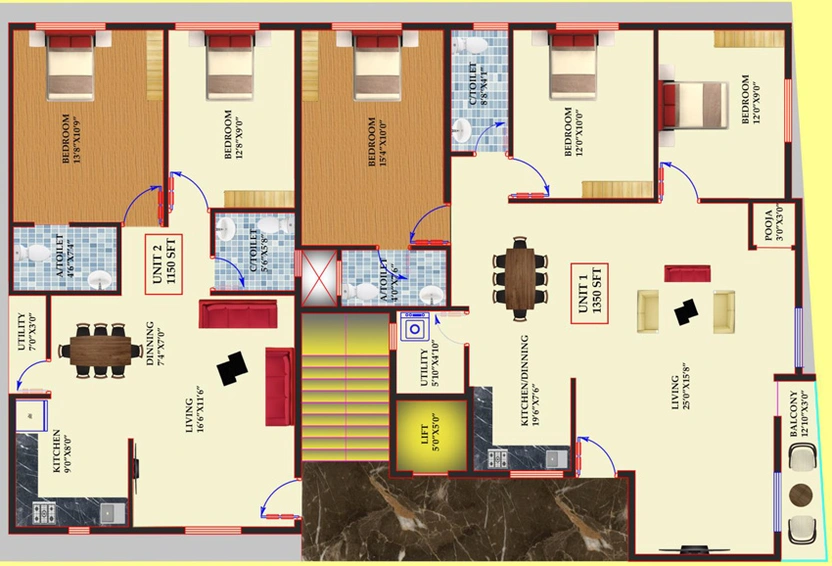 Floor Plan of Vallabha Shanmukha Elite in Uttarahalli, Bangalore - Image 131745