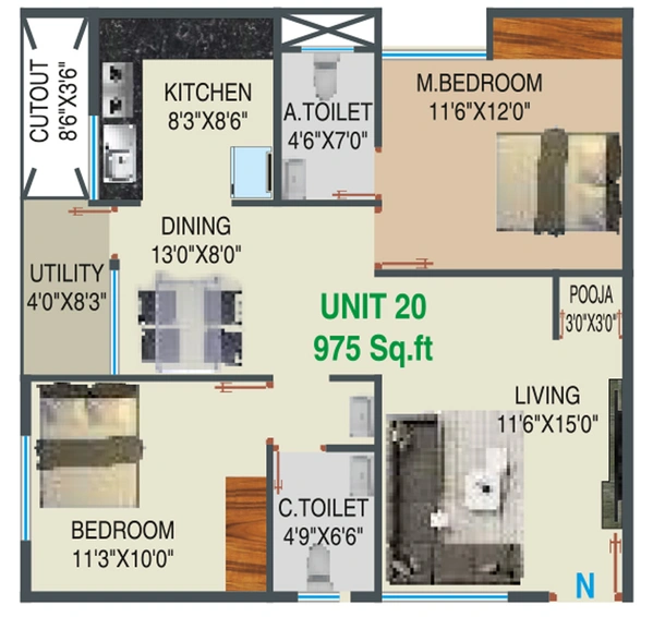 2 BHK Flat in Varshini Residency in Uttarahalli, Bangalore - Image 803584