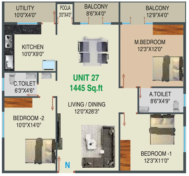 3 BHK Flat in Varshini Residency in Uttarahalli, Bangalore - Image 803589