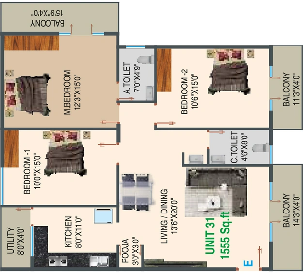 3 BHK Flat in Varshini Residency in Uttarahalli, Bangalore - Image 803590