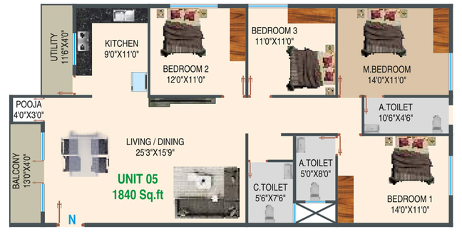 4 BHK Flat in Varshini Residency in Uttarahalli, Bangalore - Image 803593
