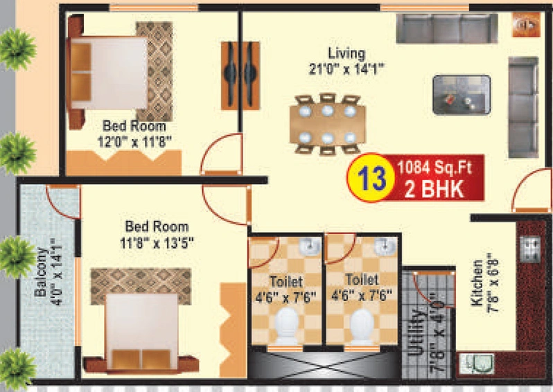 2 BHK Flat in SRI Infra Heights in Electronic City, Bangalore - Image 803614
