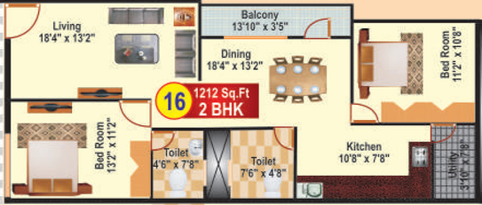 2 BHK Flat in SRI Infra Heights in Electronic City, Bangalore - Image 803616