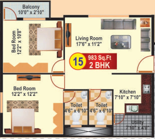 2 BHK Flat in SRI Infra Heights in Electronic City, Bangalore - Image 803613