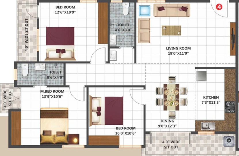 3 BHK Flat in Habulus Classic in Electronic City, Bangalore - Image 803623