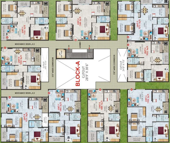 Floor Plan of Mahaadeva My Fortune in Electronic City, Bangalore - Image 131881