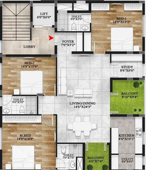 3 BHK Flat in Swathi Aura in T Nagar, Chennai - Image 803656