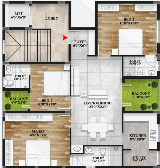 3 BHK Flat in Swathi Aura in T Nagar, Chennai - Image 803655