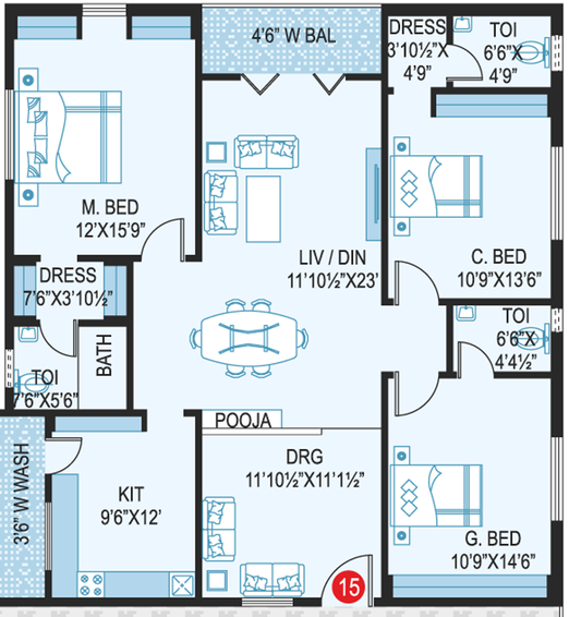 3 BHK Flat in Prime Legend in Kondapur, Hyderabad - Image 803704