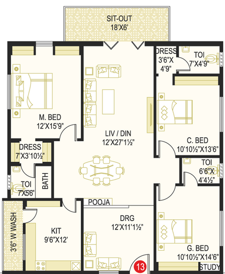3 BHK Flat in Prime Legend in Kondapur, Hyderabad - Image 803705