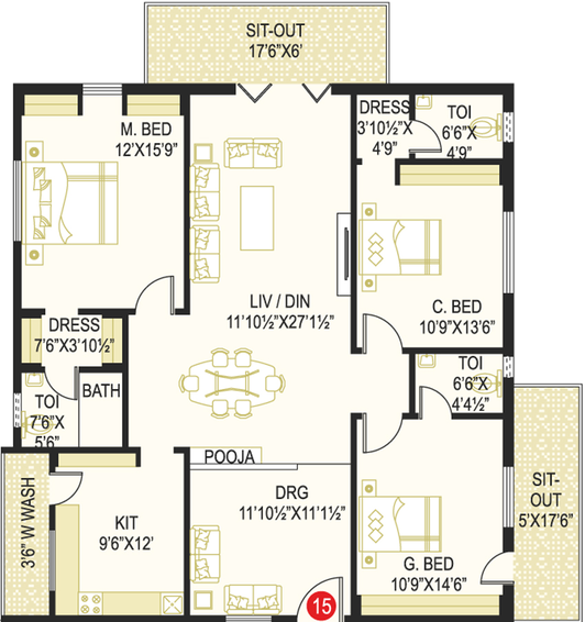 3 BHK Flat in Prime Legend in Kondapur, Hyderabad - Image 803706