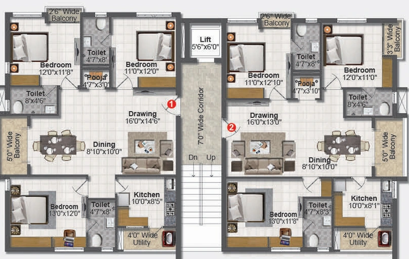 Floor Plan of Rishis Sai Mummidi Mansion in Hitech City, Hyderabad - Image 132061