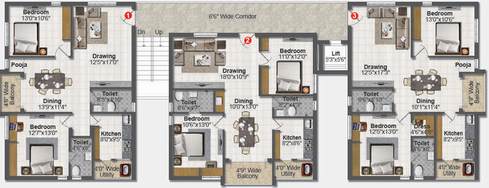 Floor Plan of Rishis Sai Vemuri Pride in Hitech City, Hyderabad - Image 132128