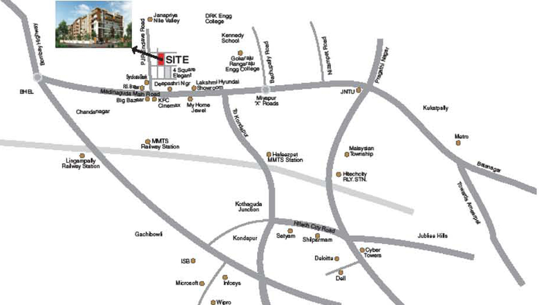 Location of Rishis Sais Four Seasons in Miyapur, Hyderabad - Image 132134