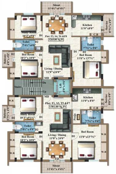 Floor Plan of Sai Kieran in Thoraipakkam, Chennai - Image 132205