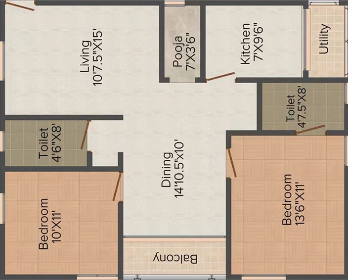 2 BHK Flat in Trishala Luxor Apartments in Kondapur, Hyderabad - Image 803765
